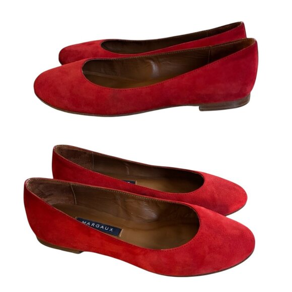 MARGAUX‎ RED BALLET FLATS SUEDE BALLERINA SHOES SZ. 5/35 - Picture 2 of 5